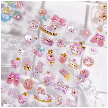 1張/4張 新款可愛動物迷你卡通3D立體貼紙 剪貼簿DIY日記可愛文具貼紙 8 最佳銷售 勞力士貼紙 - №8