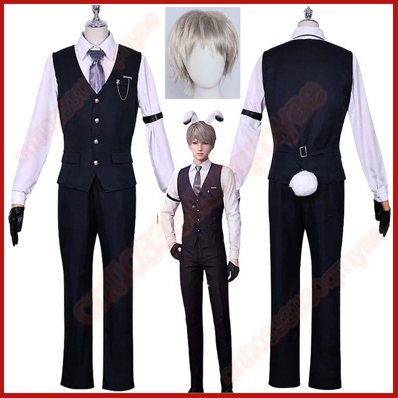 

Game Deacon Xavier Cosplay Costume Set for Adults Anime Love And Deepspacee Carnival Party Comic Con Outfit Wig Bunny Ears Tail