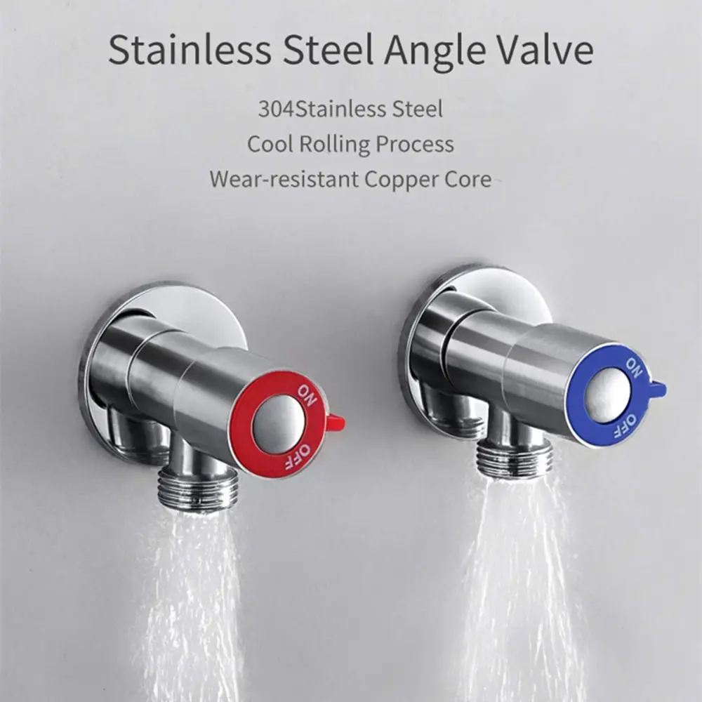Stainless Steel Triangle Valve Corrosion Resistant Hot Cold Angle Valve Large Flow Drain Bathroom Accessories Filling Valves