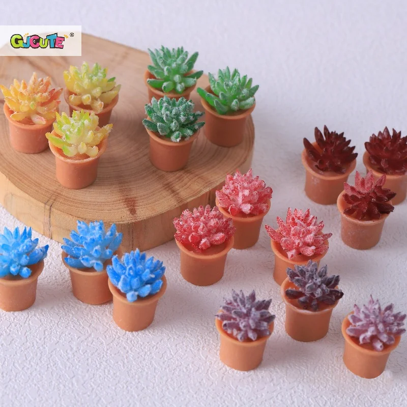 Cute Colorful Succulent Potted Cactus Mini Simulation Green Plant Micro Landscape Decoration Doll House Accessories