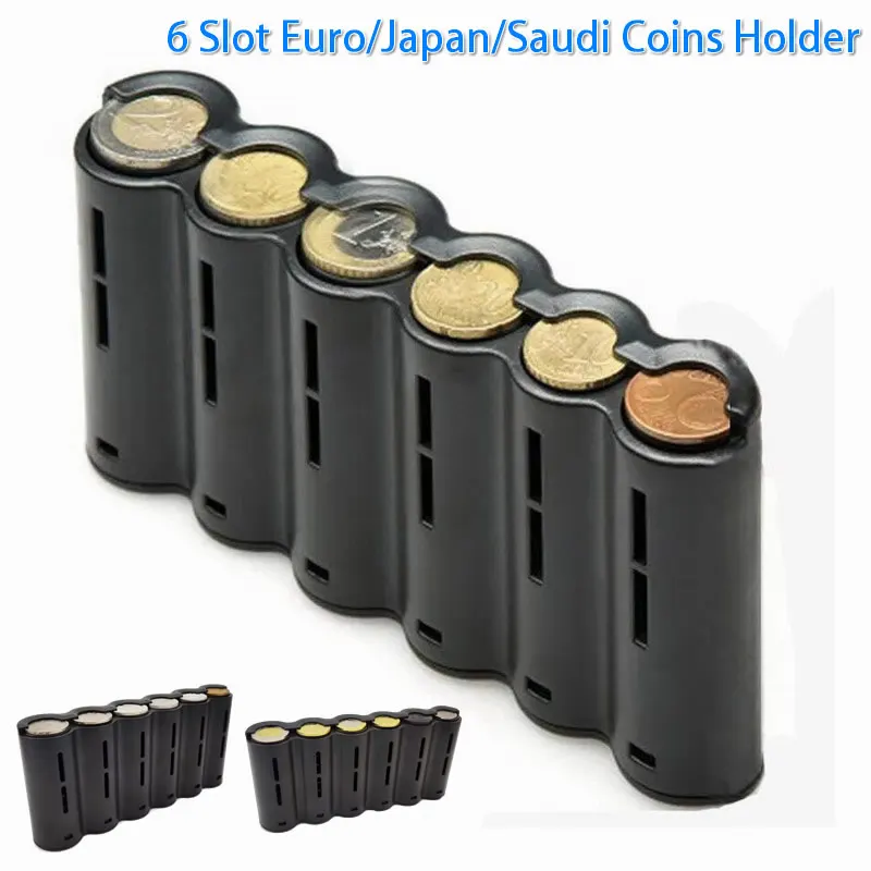 6 Slots Euro Coin Dispenser Japan Saudi Coin Holder Sorter Collector Waiter Cashier Driver Small Change Money Storage Safe Box