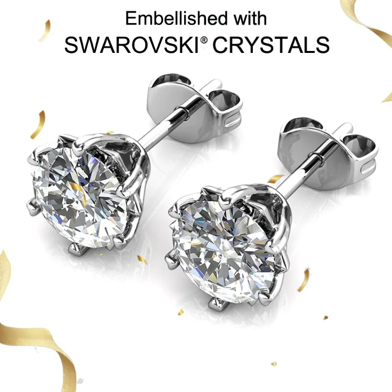 

Daisini женские ювелирные изделия, маленькие серьги из чистого серебра 925 пробы, украшенные для шпилек с кристаллами Сваровски, изысканный подарок для нее