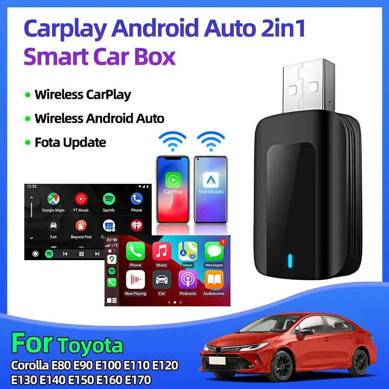 لتويوتا كورولا E80 E90 E100 E110 E120 E130 جديد اللاسلكية Carplay محول أندرويد فوتا تحديث صندوق ذكي للسيارة واي فاي التوصيل والتشغيل