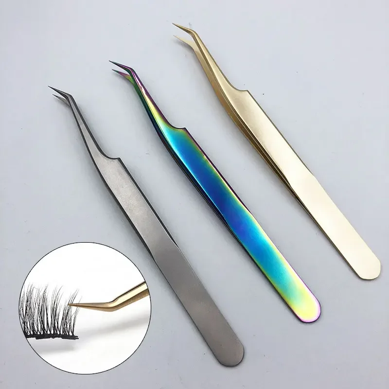 Professional Eyelashes Tweezers for Lashes Extension Accurate Eyebrow Tweezer Nippers Pointed Clip Makeup Tools Anti-static
