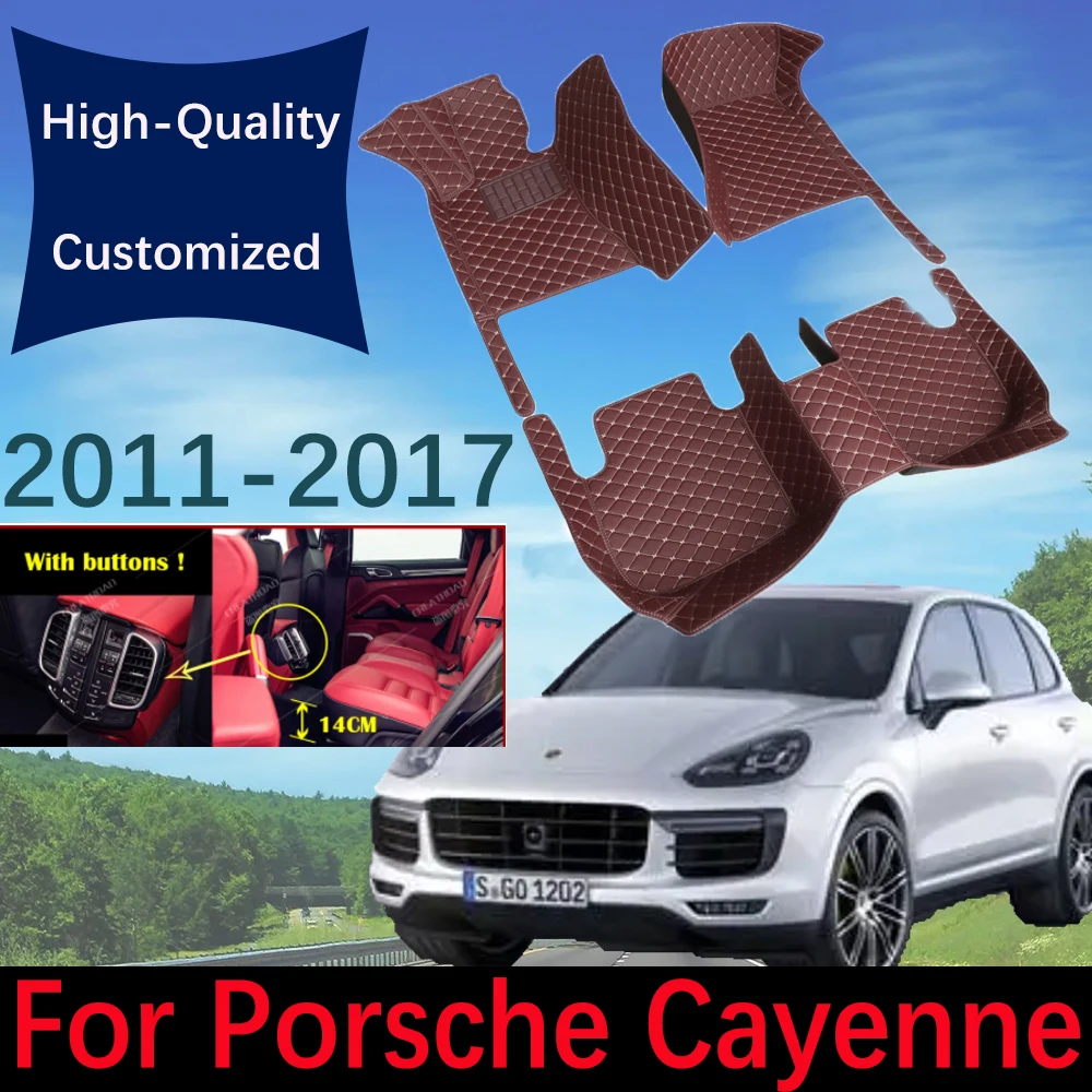 

Custom Leather Car Floor Mats For Porsche Cayenne 2011~2017 Fashion Automobile Carpet Rugs Foot Pads Interior Accessories