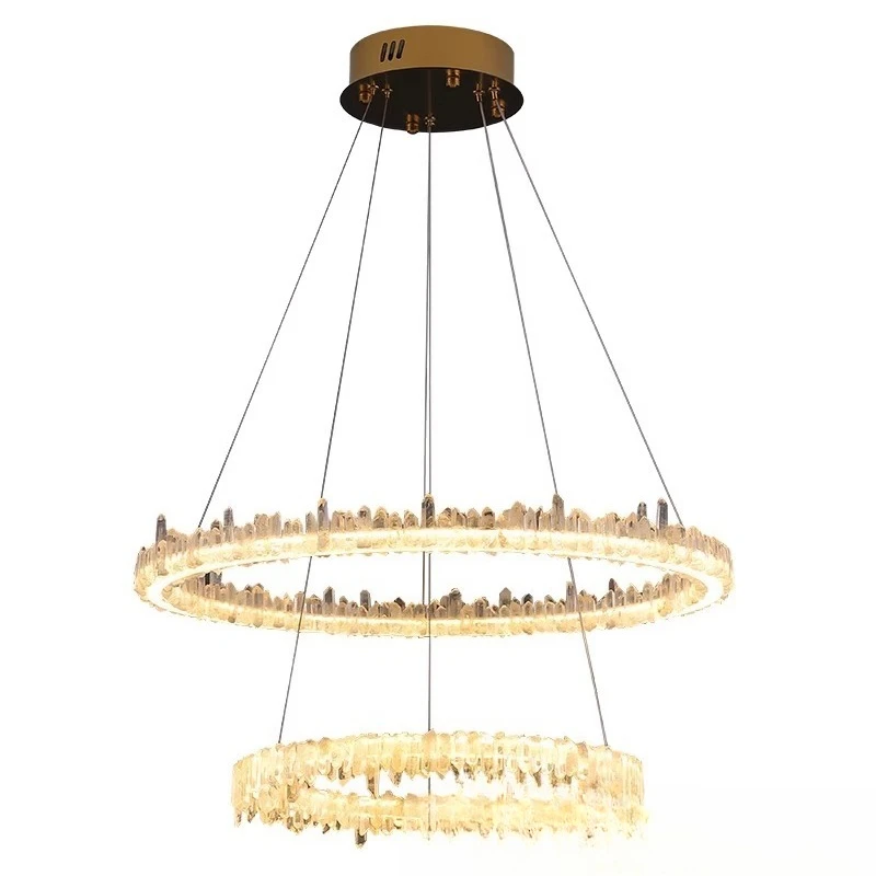 

Simple atmosphere light luxury living room chandelier, duplex villa dining room natural crystal