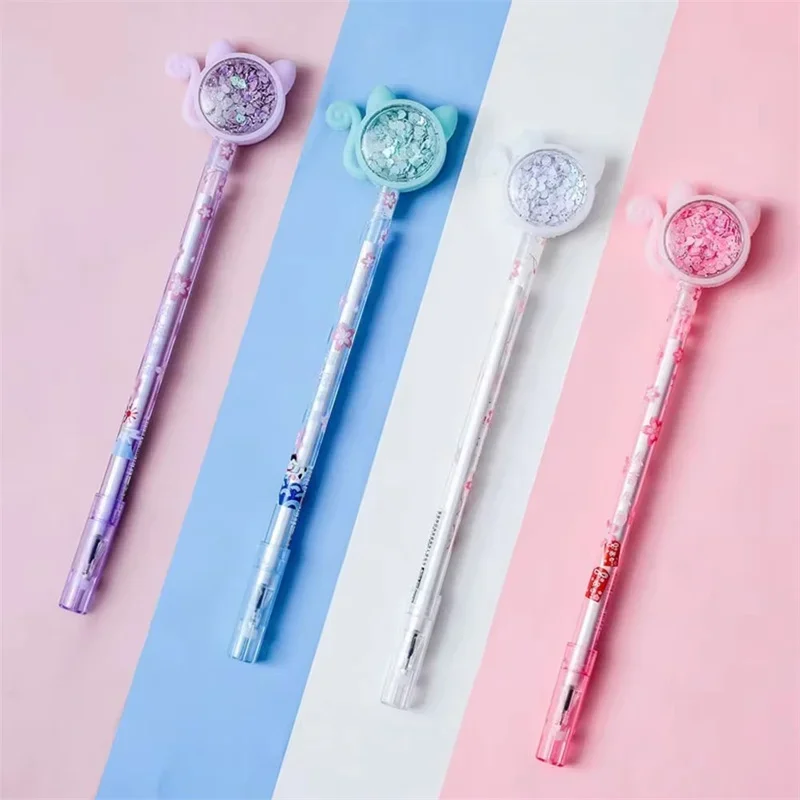 1 Piece Stationery Pens School Office Suppies Novel Creative Kawaii Cat Glitter Recreation Cute Gel Pen kids school supplies