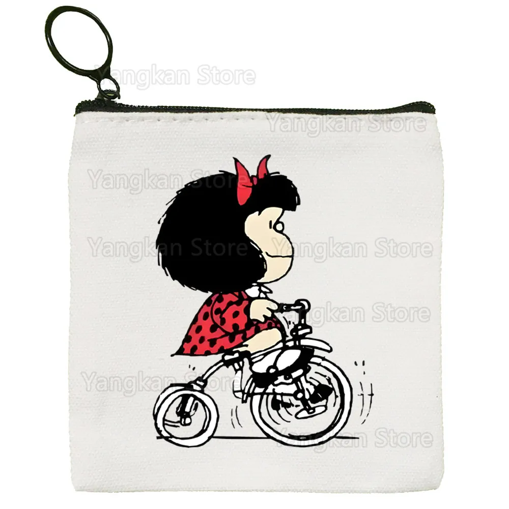 

Mafalda милый однотонный холщовый кошелек для монет маленький свежий новый сумка для ключей на молнии ручная подарочная сумка