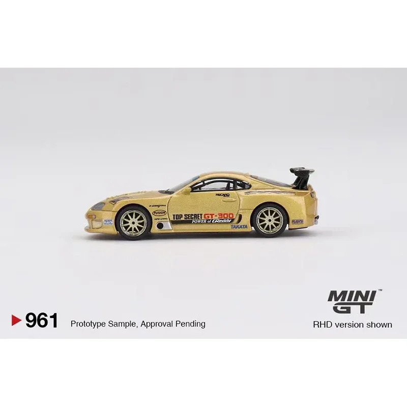 Pré-venda minigt 961 1:64 toyota supra a80 topo secreto gt300 topo secreto ouro diecast modelo coleção brinquedos