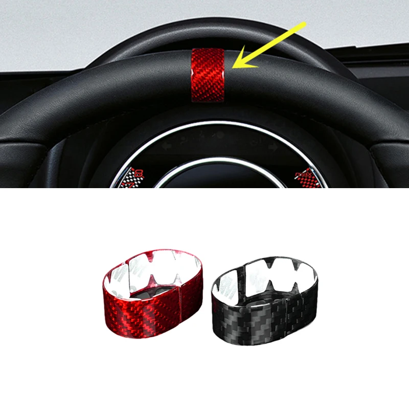 

2pcs Steering Wheel Ring Cover REAL HARD Red Carbon Fiber For Fiat 500 2020-2023