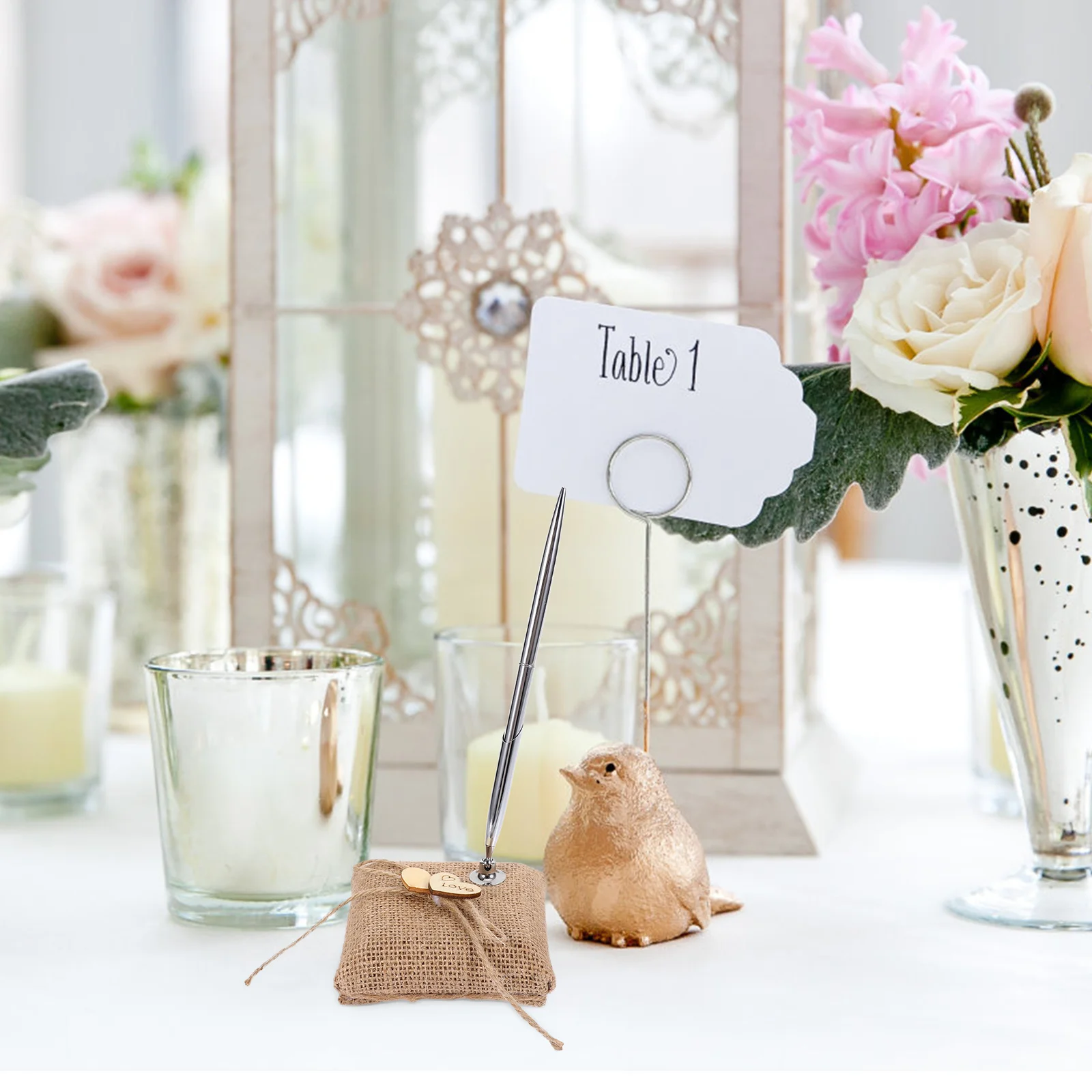 

Rustic Wedding Favors Guest Book Pen Burlap Holder Decorative Labels Practical Writing Tool Home Store Accessory Premium Alloy