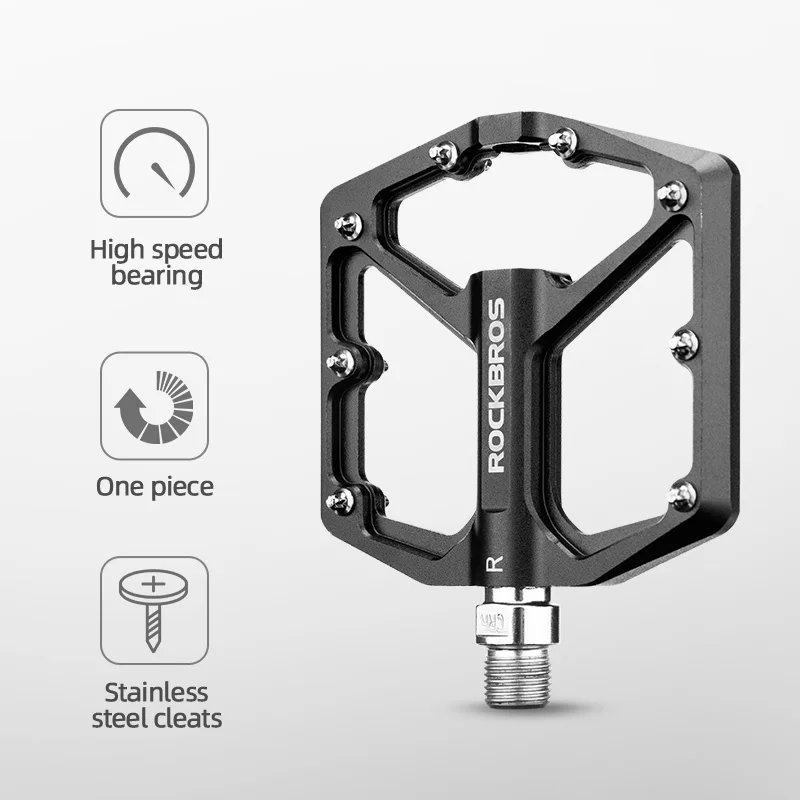 ROCKBROS Bike Pedals Aluminum Alloy Anti-slip One-Piece Ultralight Sealed Bearing Cycling Pedals Waterproof Bicycle Accessories