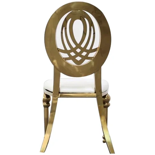 wholesale Luxury Event Round Back Design Gold party Stainless Steel Hotel banquet Wedding dining earth Chair for Outdoor