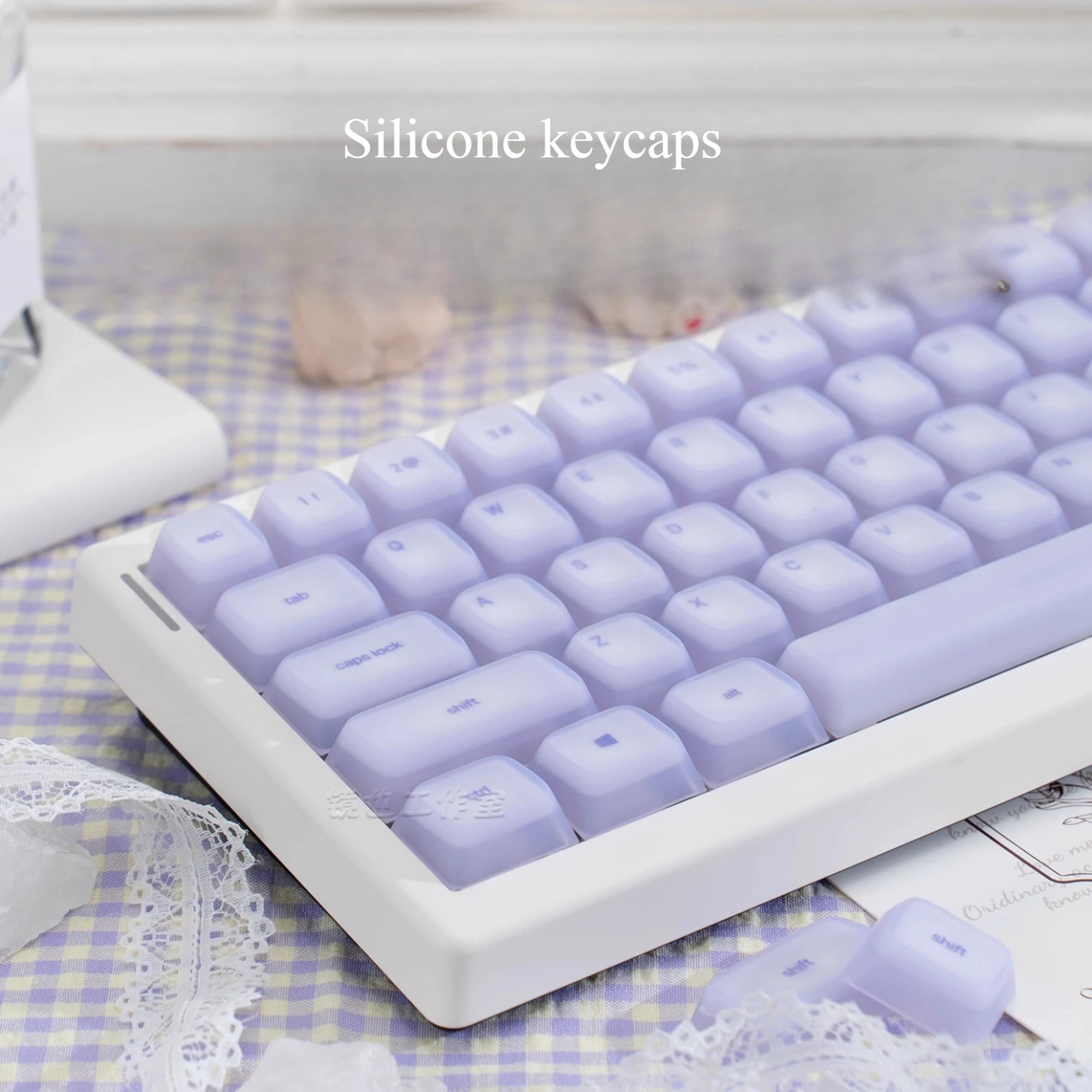 Nail Keycaps, Soft Silicone Bottom Translucent Cherry Keycaps with 113 Keys, Customized for 60/84/98/108 Mechanical Keyboards