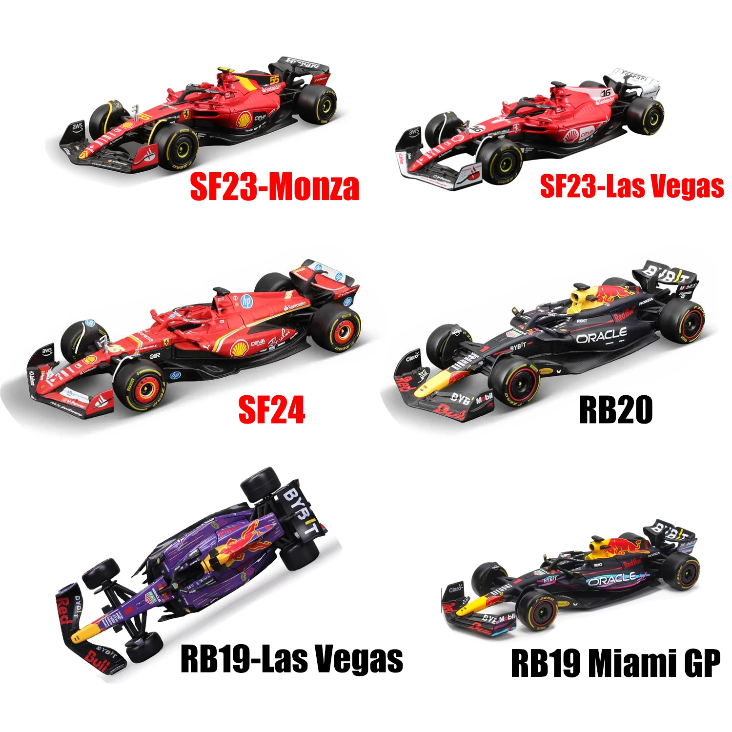 Bburago 1:43 Las Vegas Ferrari Sf23 Red Bull Racing Rb19 Miniature Diecast Model Formula Car Toys Ferrari SF24 Bull Racing RB20