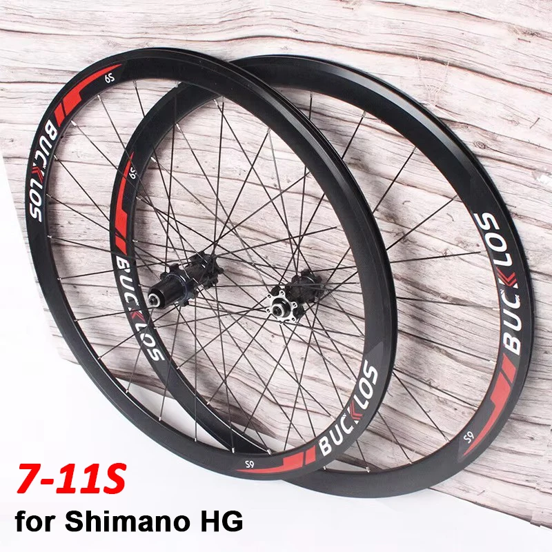 BUCKLOS Bicycle Wheels Set 700C Clincher Carbon Hub Road Racing Bike Wheelset Rim for Shimano HG 7-11S Front Rear Bike Wheels