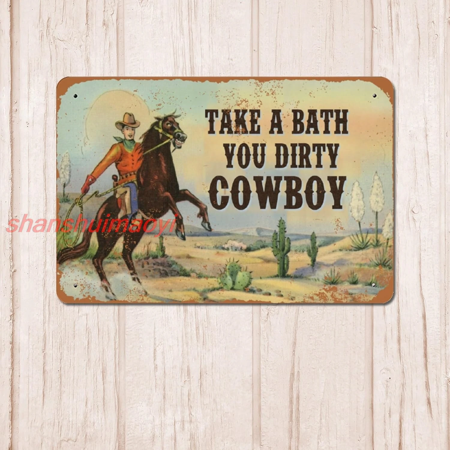 Dirty Cowboy Tin Sign Aluminum Bunkhouse Bathroom Take a Bath You Dirty Cowboy Vintage Wall Decor Metal Sign 8