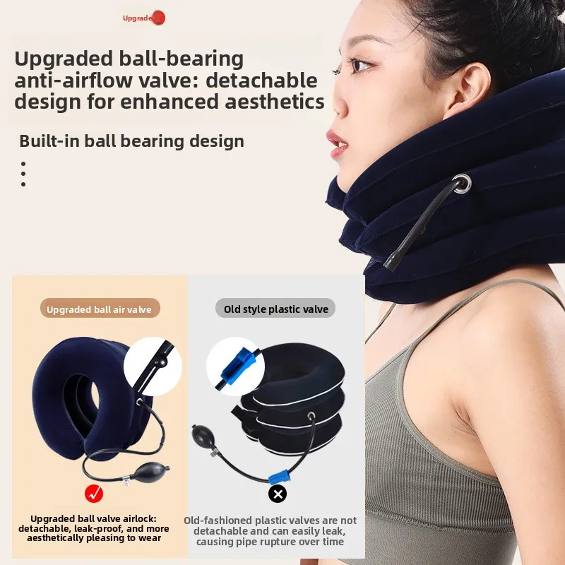 Inflatable Cervical Neck Traction Device, Adjustable Collar for Home Use, Pain Relief and Posture Corrector Support, Portable