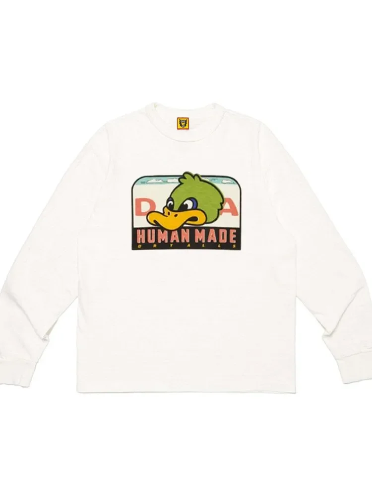 Human Made Duck Print Long Sleeve Tee Loose Streetwear Unisex Crewneck Top