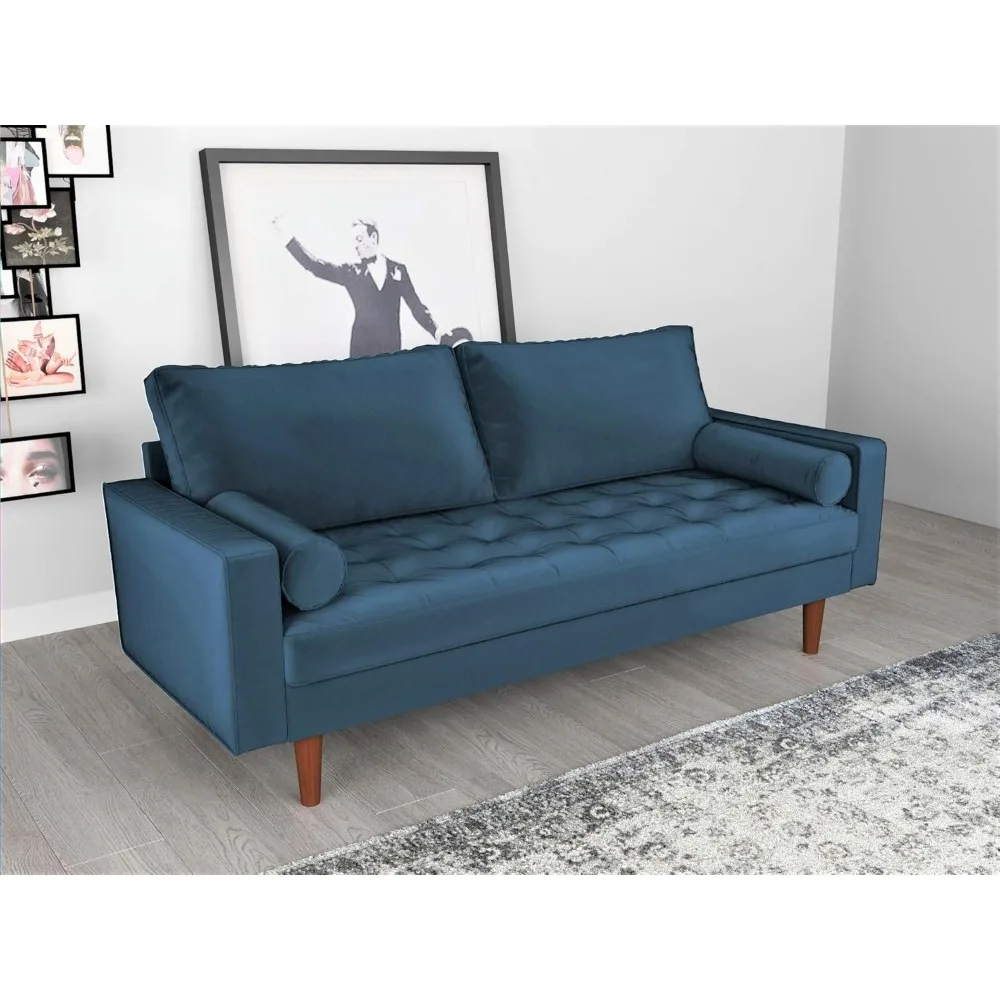 S5456 Mid Century Modern Velvet Upholstered Tufted Living Room Sofa, 69.68