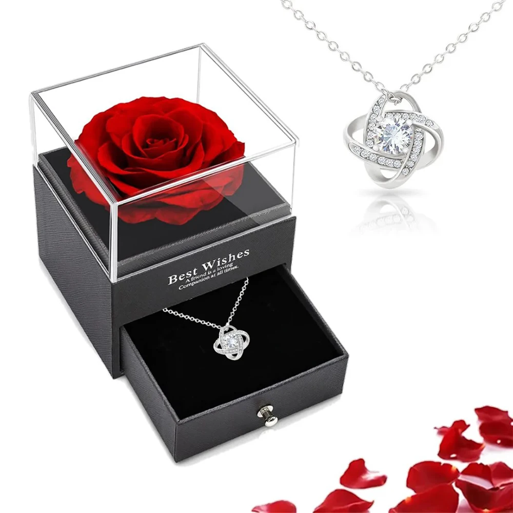 

Eternal Preserved Rose Jewelry Gift Box with Necklace Set – Romantic Gift for Women