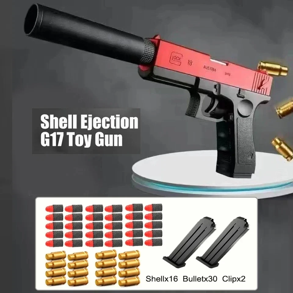 ปืนของเล่นยิงกระสุนนิ่ม BB Upgrade Shell Throwing Toys Gun Ejection G17 ปืนพกแบบยิงลูกดอก สำหรับเด็กผู้ชาย ของเล่นกีฬากลางแจ้ง ของขวัญ