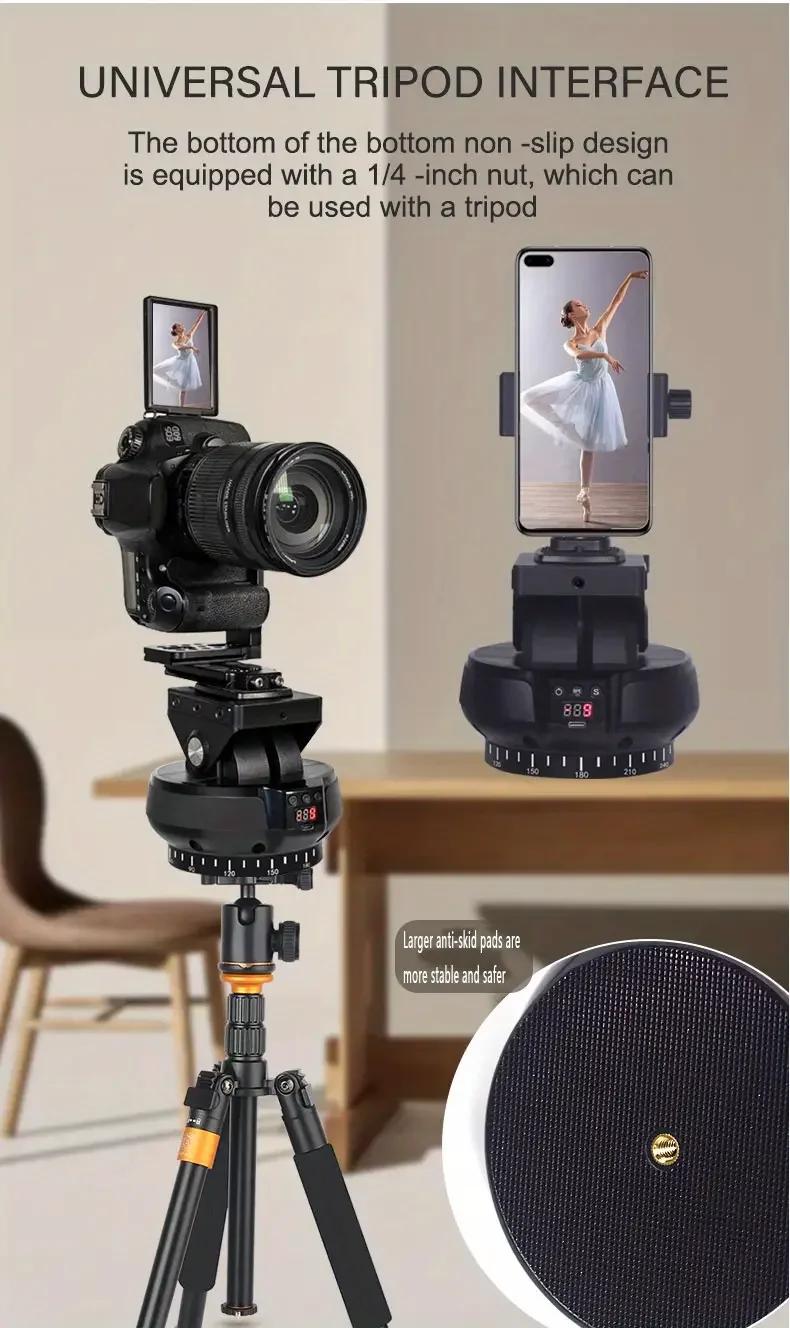 YT1200 AI Face Camera Tracking Rotation Panoramic Remote Control Pan Tilt Motorized Electric head for Phones Cameras