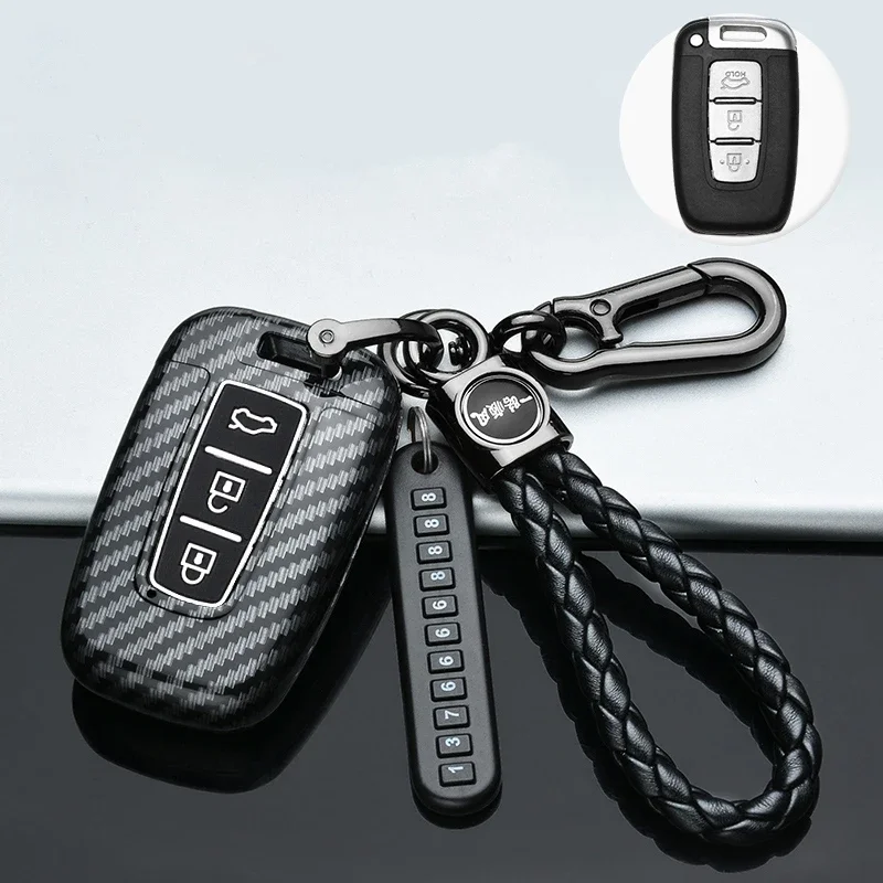 3/4Button Carbon Fiber Car Key Fob Shell Cover Keychain for KIA Forte Sportage K2 K5 for Hyundai Genesis Coupe Sonata Ix35 Smart