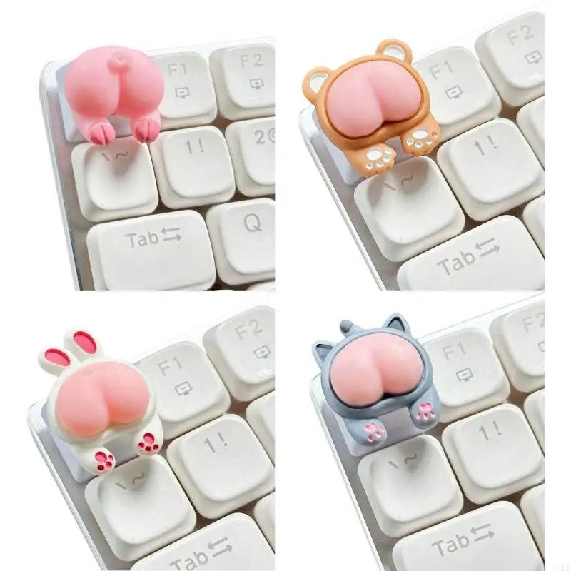 R2LB ABS Keycaps Pink Piggy Rabbit Cats Bear Butt 3D Keycap Customizeds Keyboards Keycap