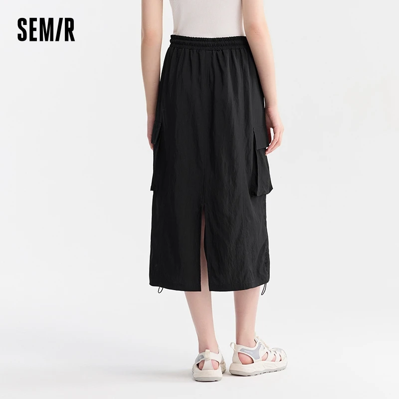 Semir Women Skirt Elastic Waist Denim Skirts Summer 2024 New Arrival With Loose And Fit Drawstring Skirt for Women