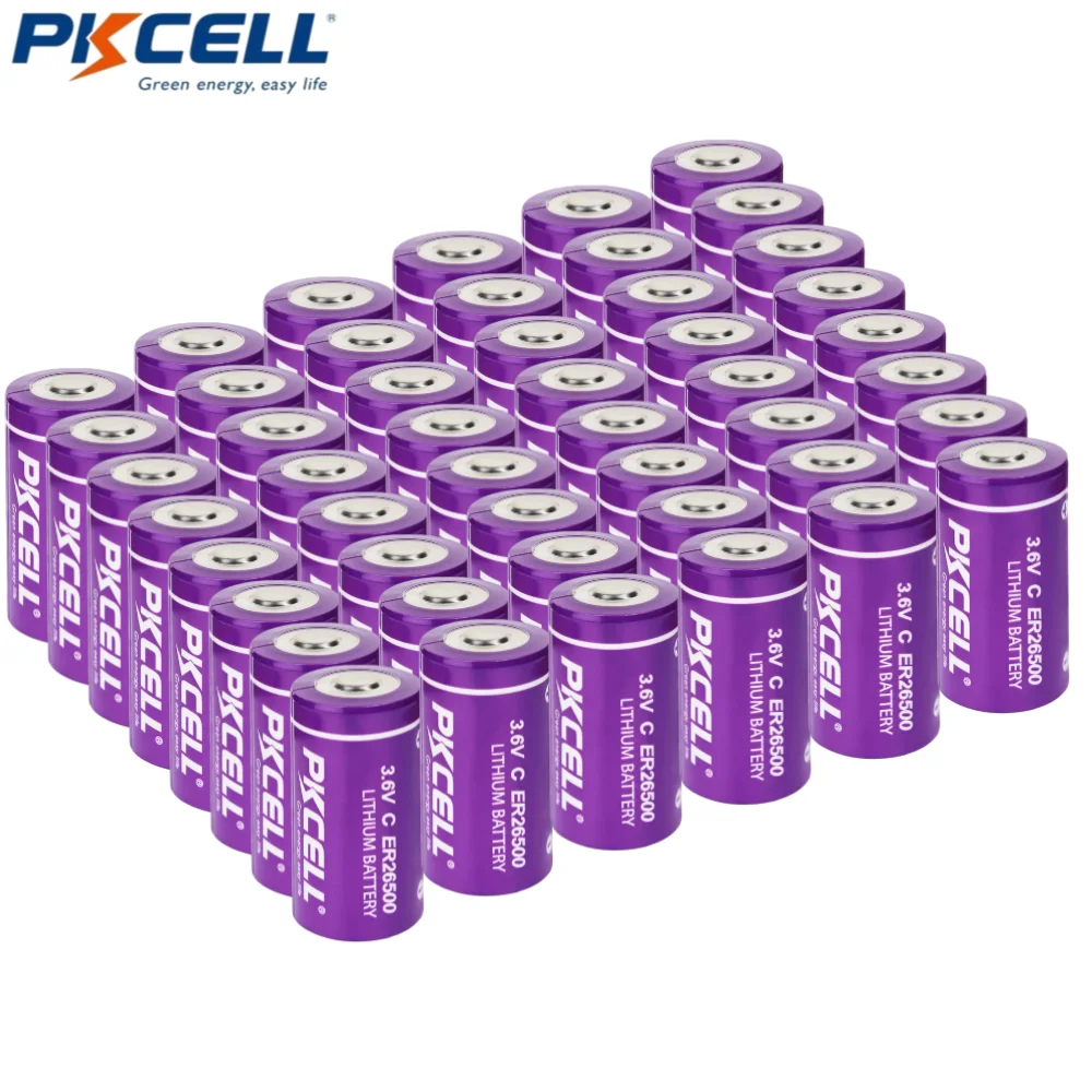 

48Pack PKCELL Lithium C Batteries 9000mAh 3.6V ER26500 Lithium Batteries C Size 2 Pack Non-Rechargeable Lithium Li-SOCl2 Battery