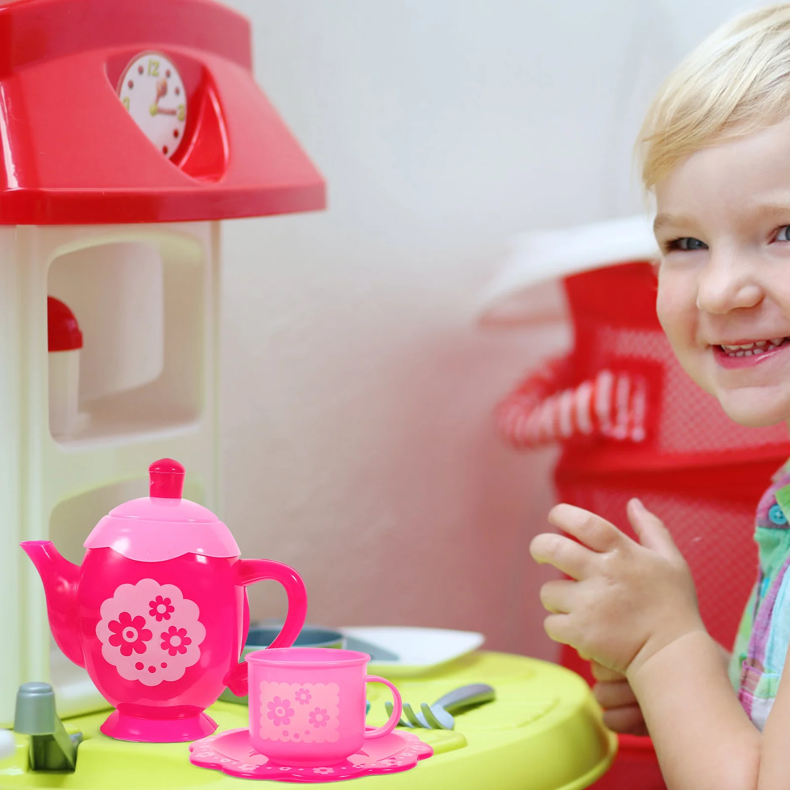

Simulation Tea Set Kids Toy A32 R Birthday Party Pretend Play House Mounted Large Hanging Board Safe Material Portable