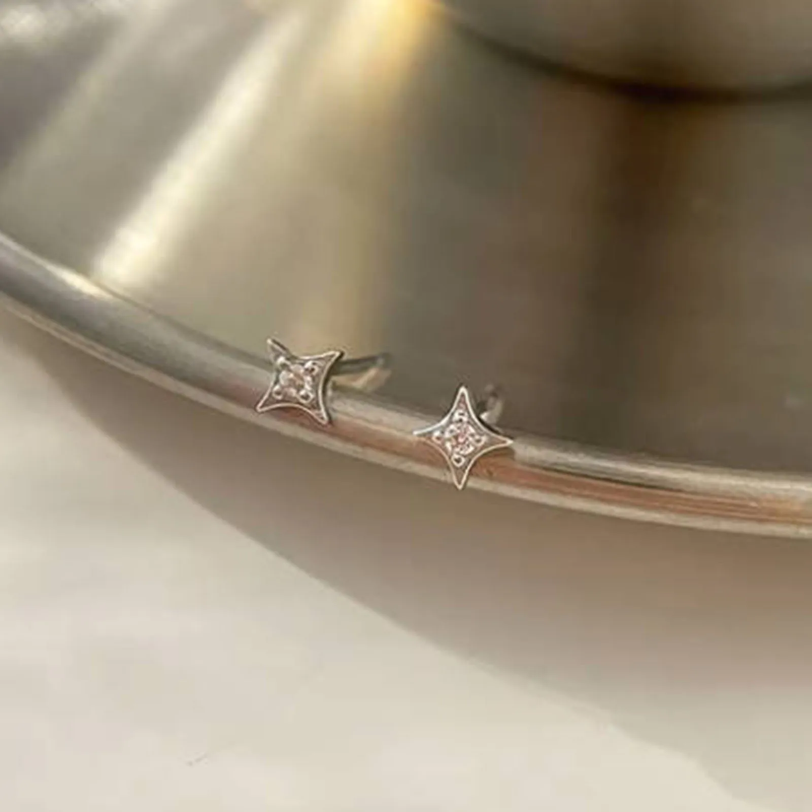 Silver Zircon Star Tiny Stud Earrings for Women Fine Jewelry Minimalist Ear Hole Care Accessories Gifts image 5