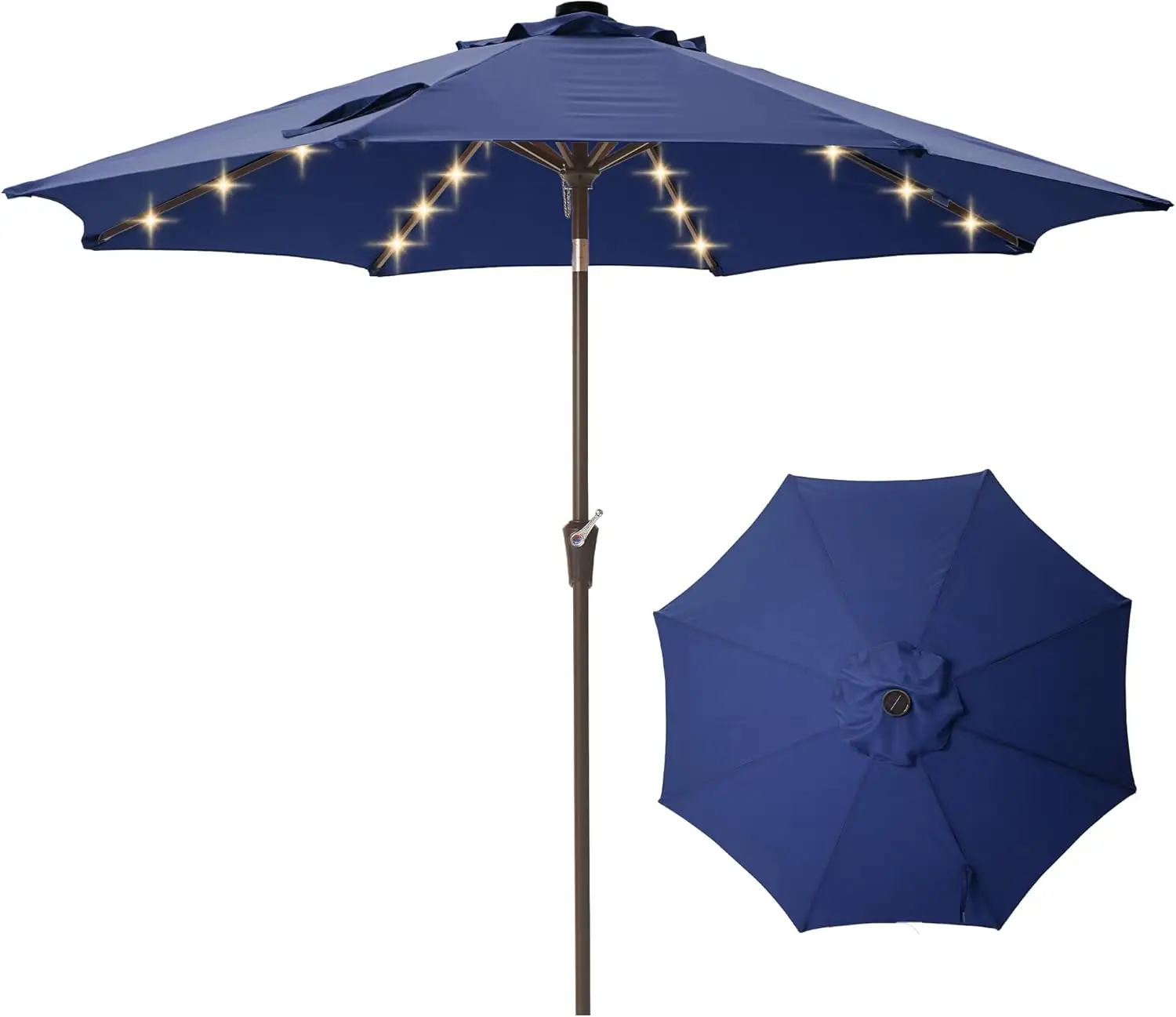 

Зонт для патио на солнечных батареях 9 футов с механизмом наклона, 32 светодиодами, для улицы, террасы, сада, бассейна, солнцезащитный