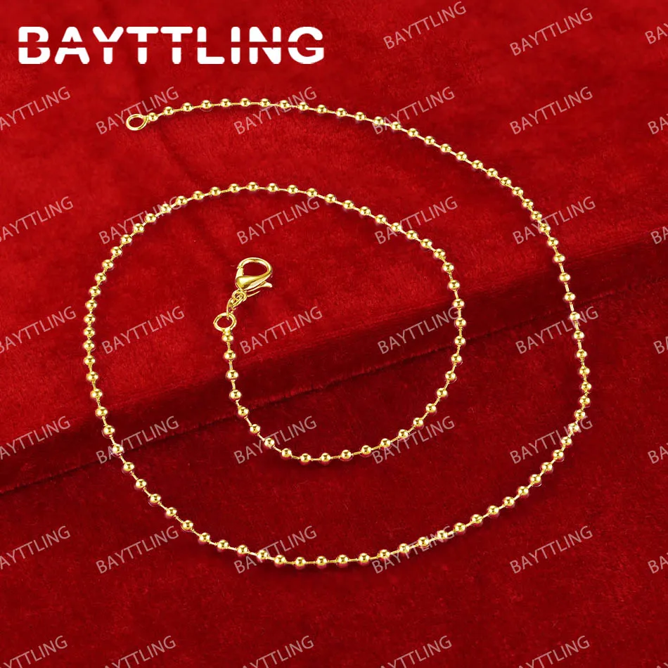 

925 Sterling Silver 18K Gold 16-30 Inches Bead Chain Necklace Women Men Fashion Charm Wedding Party Favors Punk Jewelry