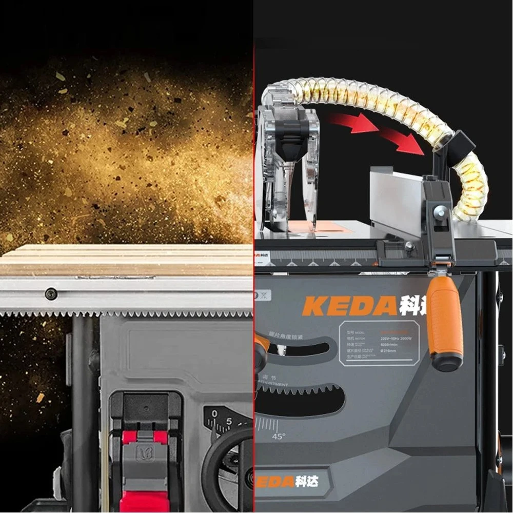 DG-2000W Serra livre de poeira para carpintaria serra de mesa especial multifuncional corte de piso de madeira maciça 8,5 polegadas elevável