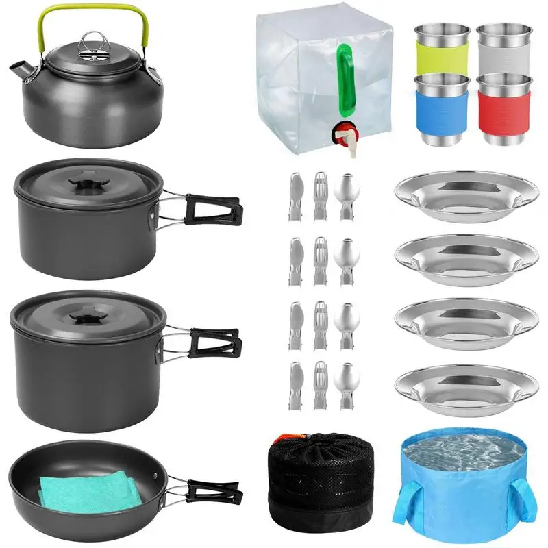 

Camping Pots And Pans Set Camping Kitchen Accessories Backpacking Camping Pot Pan Set Lightweight And Compact Cookware For