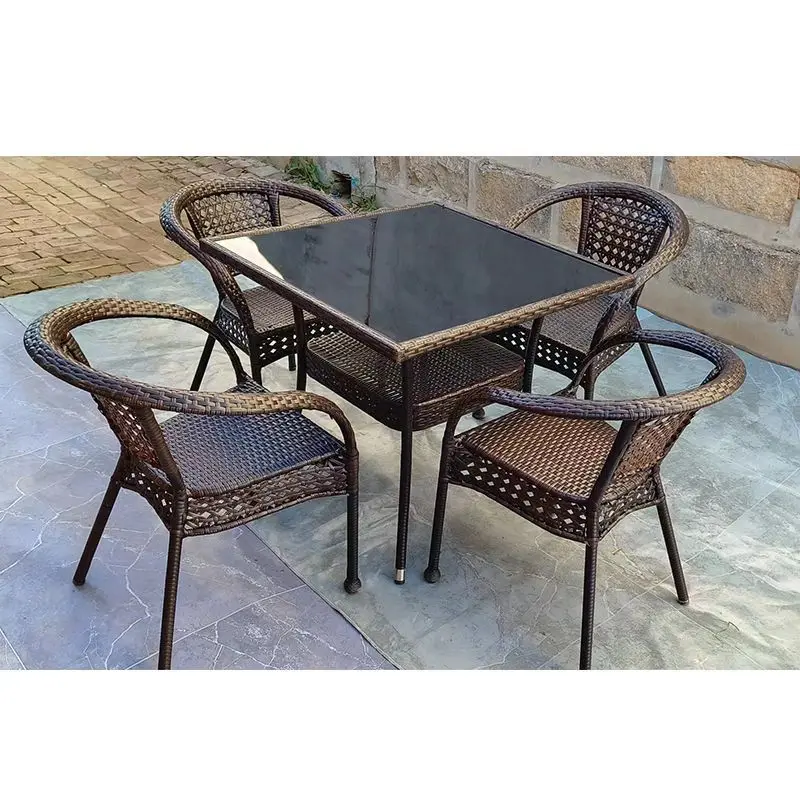 Outdoor rattan tables and chairs living room open-air courtyard table combination courtyard table and chairs family balcony tea view 2
