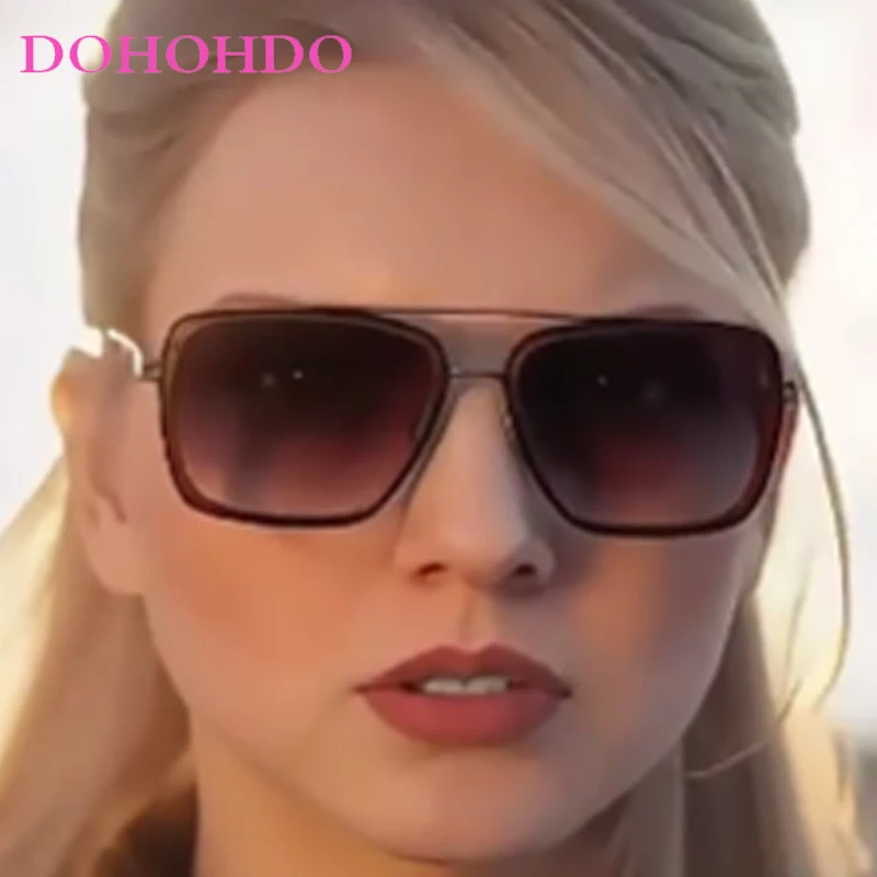 

Fashion Metal Twin Bridge Square Pilot Women Sunglasses Brand Designer Men Classic Eyewear Driving Shade Sunglasses Unisex UV400