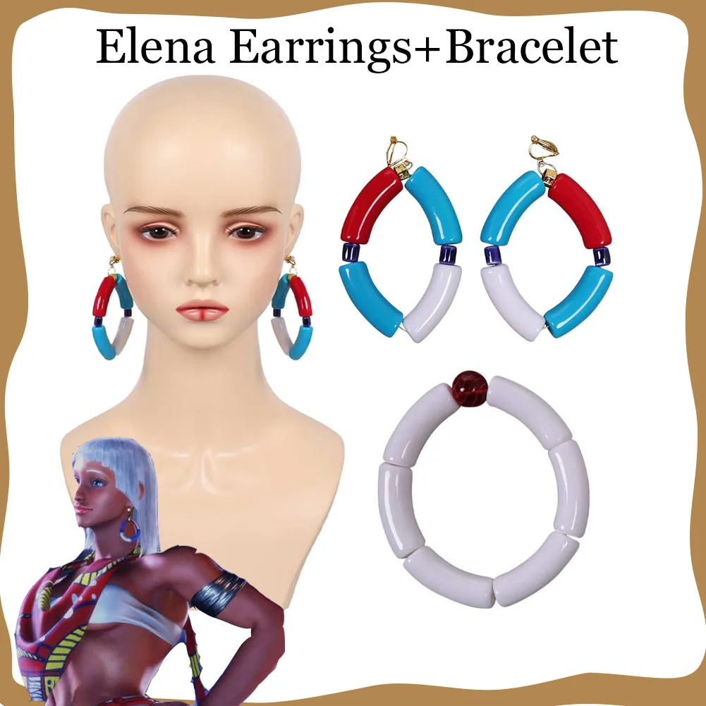 

Disguise Game SF 6 Elena Cosplay Bracelet Earrings Set Costume Accessories for Women Girls Roleplay Props for Halloween Carnival