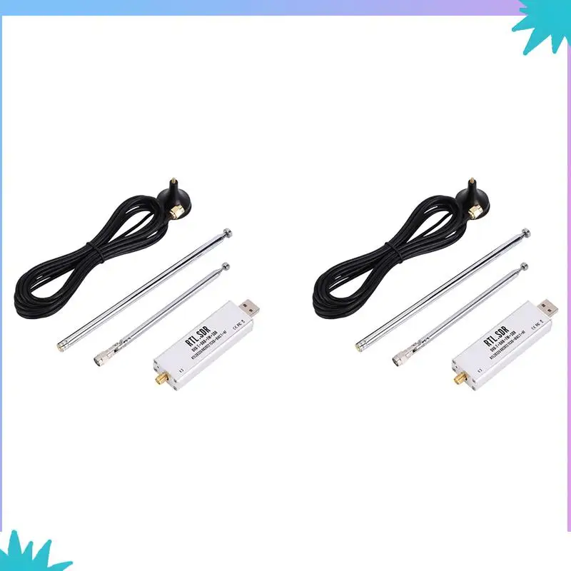 ABZW 2X For RTL-SDR BLOG RTL SDR Receiver V3 RTL2832U 0.1Mhz-1.7Ghz TCXO SMA Software Defined Radio Receiver With Antenna