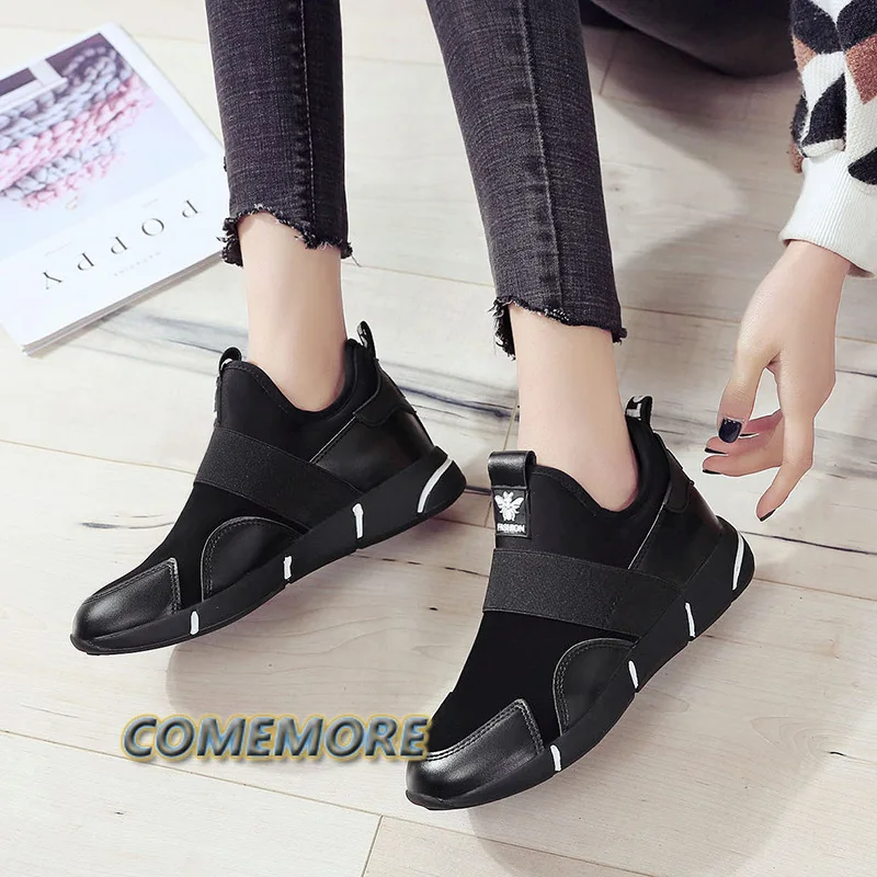 Sports Women Femine Slip-On Casual Shoes Thicken Soft Soled Sneakers Leisure Luxury Comfortable Running Footwear Round Toe Lazy