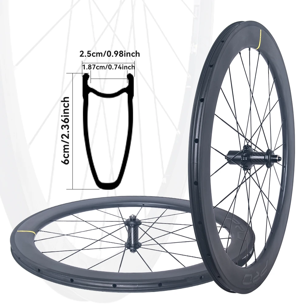 Ultraleichtes 700C Rennrad 60mm Carbon-Felgen Carbon-Nabe V-Bremse Flachspeichen-Laufradsatz – Detail 11