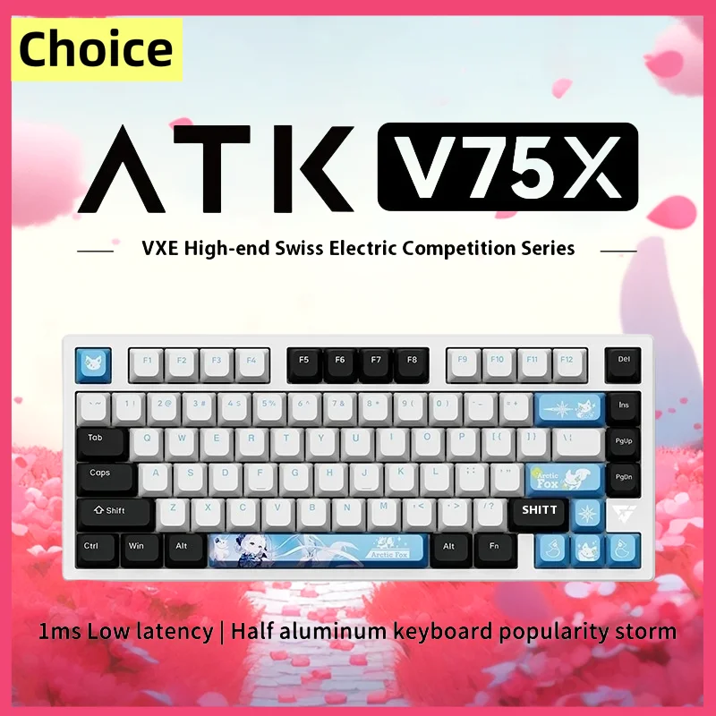 VXE ATK V75x/k High-end E-sports Keyboard Wired/wireless/bluetooth The Third Mock Examination Customized Full Key Hot Plug,Black