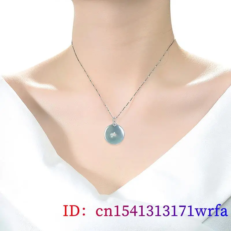 Imagem -04 - Jadeite Azul Donut Colar de Pingente Real Burmese Jade Acessórios Charme Fashion Gargantilha Banhado a Ouro 18k Gemstone Vintage