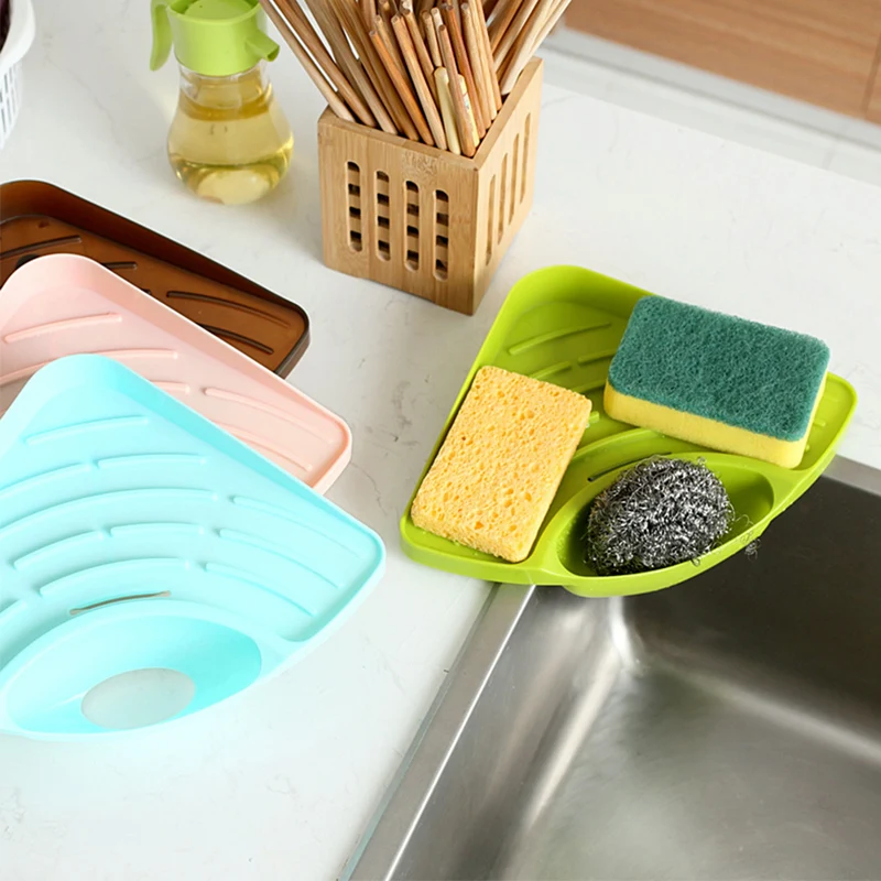 Kitchen Sink Corner Drain Basket Shelf Fruit Vegetable Drain Basket Sink Drain Rack Sponge Holder Organizer Kitchen Accessories