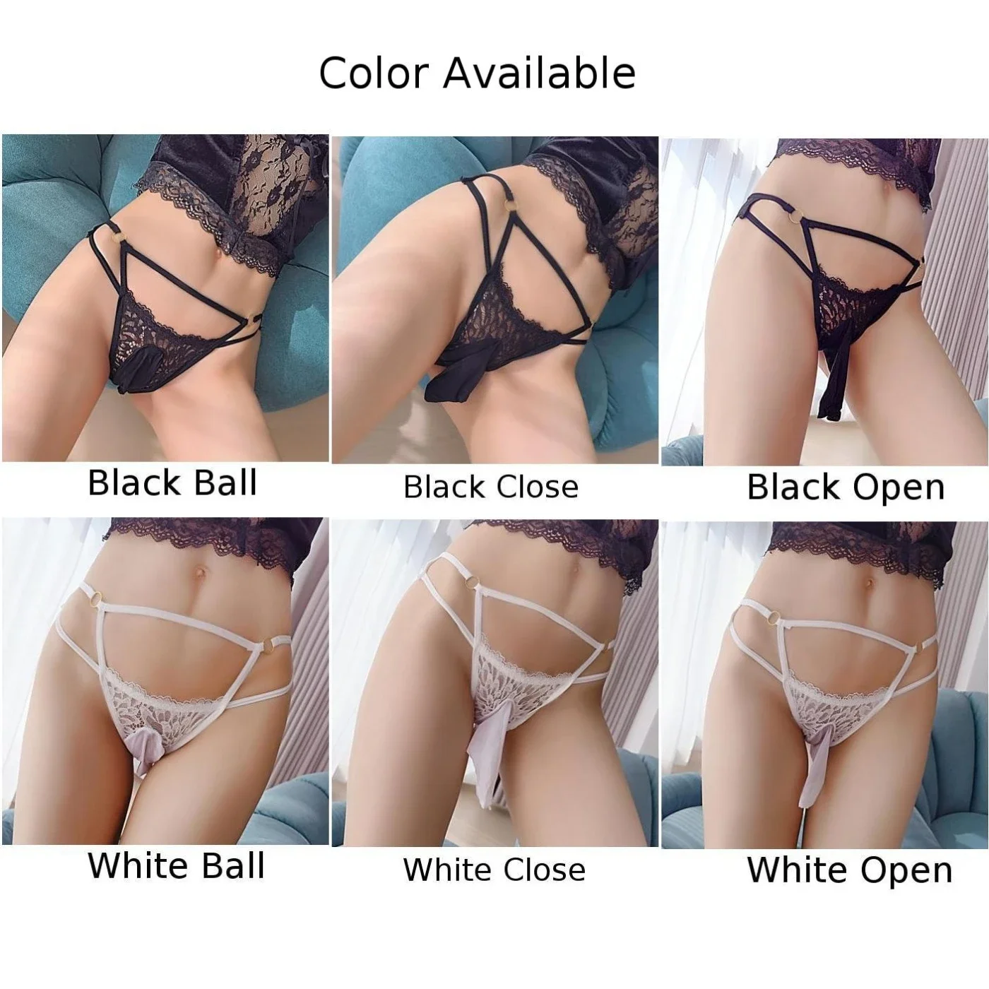 New Men Sissy Lace Sexy Hollow Thin Straps G-String Middle Waist Lingerie Pouch Panties Briefs Breathable Underwear Male Thong