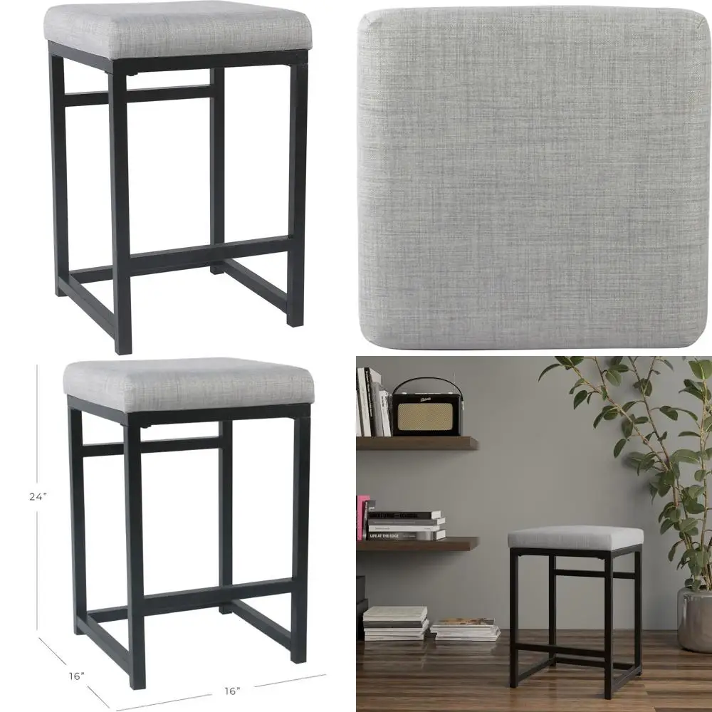 

24-Inch Natural Metal Counter Stool - Elegant Bar Height Seating for Home Decor