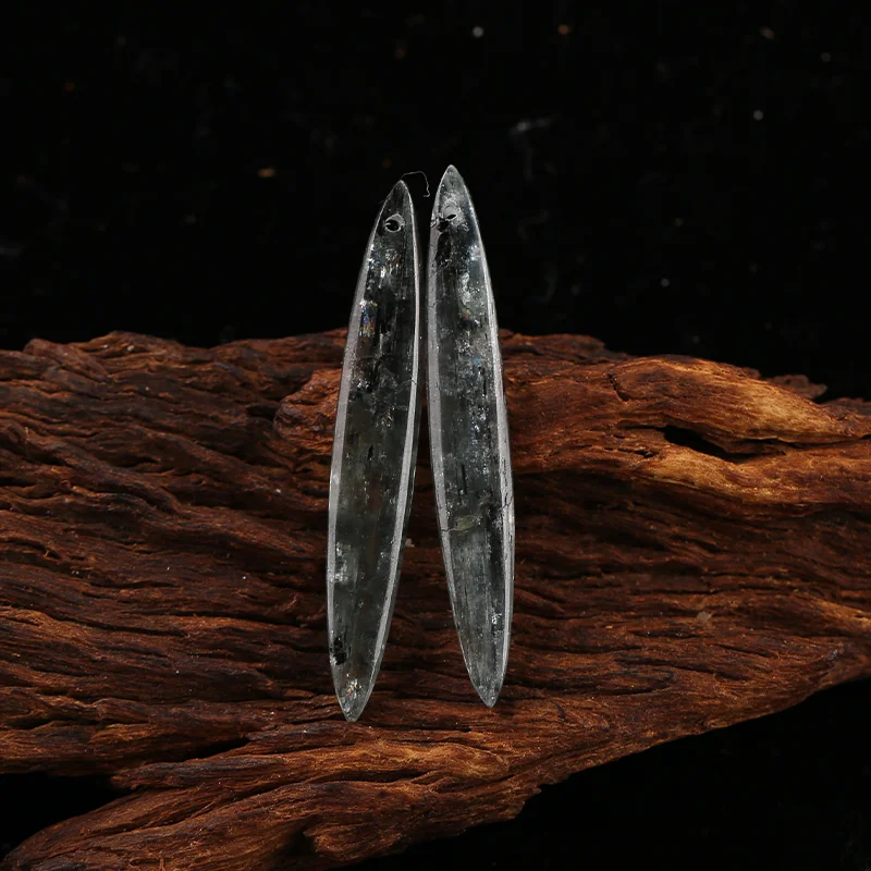 B&F Blue Kyanite Earring Beads for Jewelry Making, Handmade Natural stones beads, Polished Stones for jewelry Making Supplies