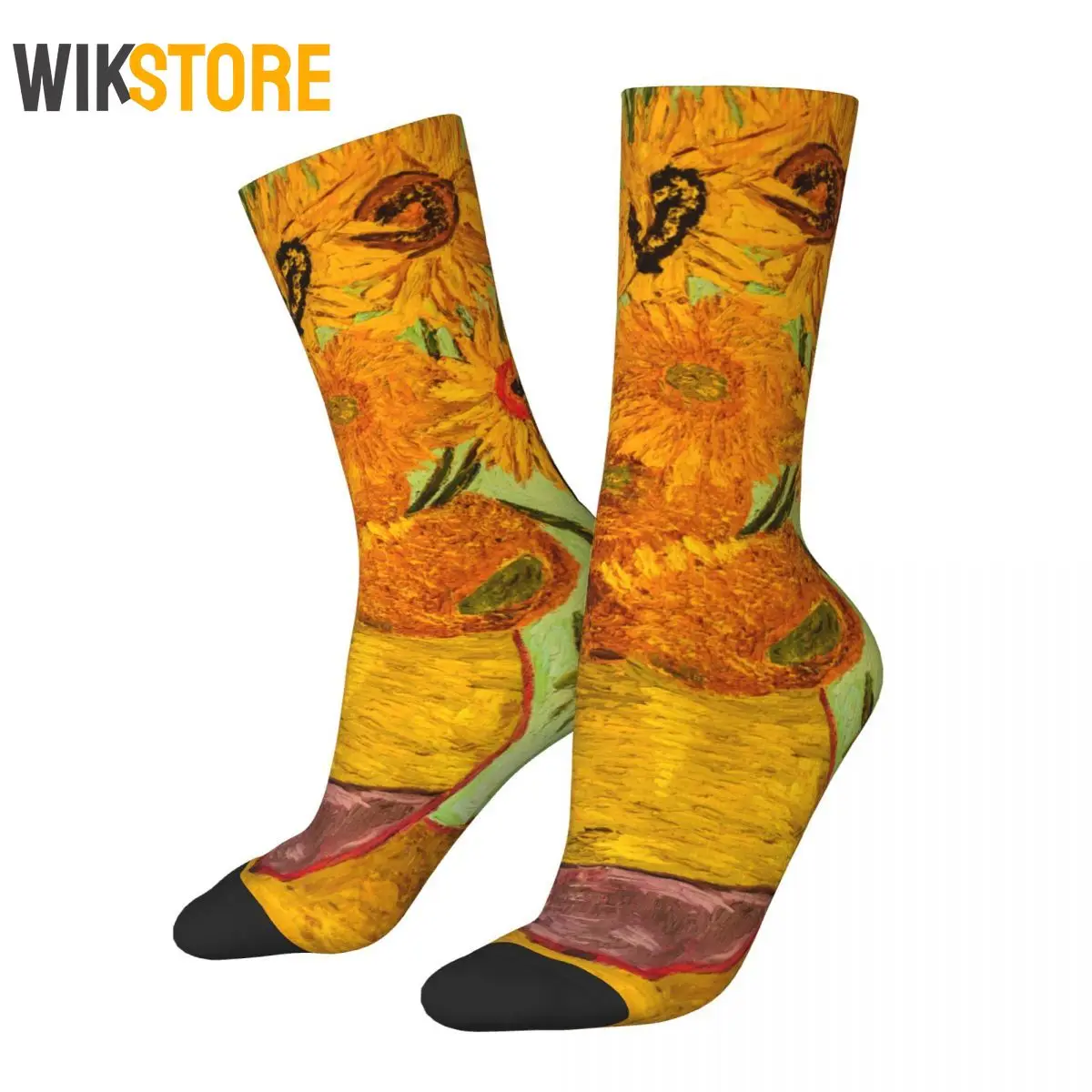 

Autumn Winter Harajuku Unisex Post-Impressionism Vincent Van Gogh Sunflowers Socks Non-slip Middle Tube Socks Breathable Sock